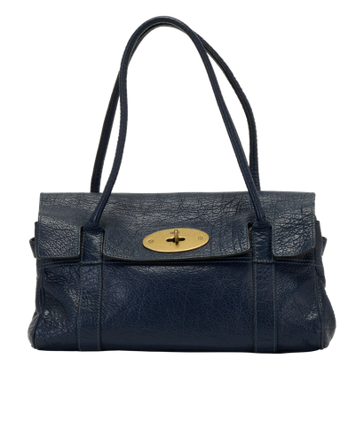 East West Bayswater, &pound;295, Handbags, Navy, Leather, Front view